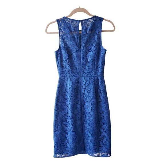 J Crew Party Cocktail Evening Lace Pencil Dress Sleeveless Royal Blue - Picture 2 of 10